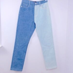 Nasty Gal Two Tone High Denim High Waisted Mom Jeans Size 4